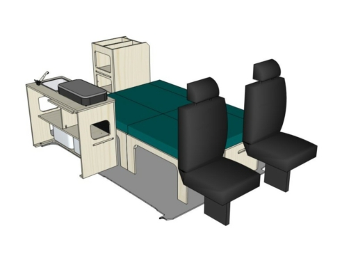 Mix ID-PEIGNE M + ID-INETTE M + ID-RANGE : vue 3D aménagement van par ID CAMP