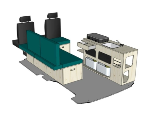 Mix ID-PEIGNE S et ID-INDETTE L : vue 3D aménagement van par ID CAMP